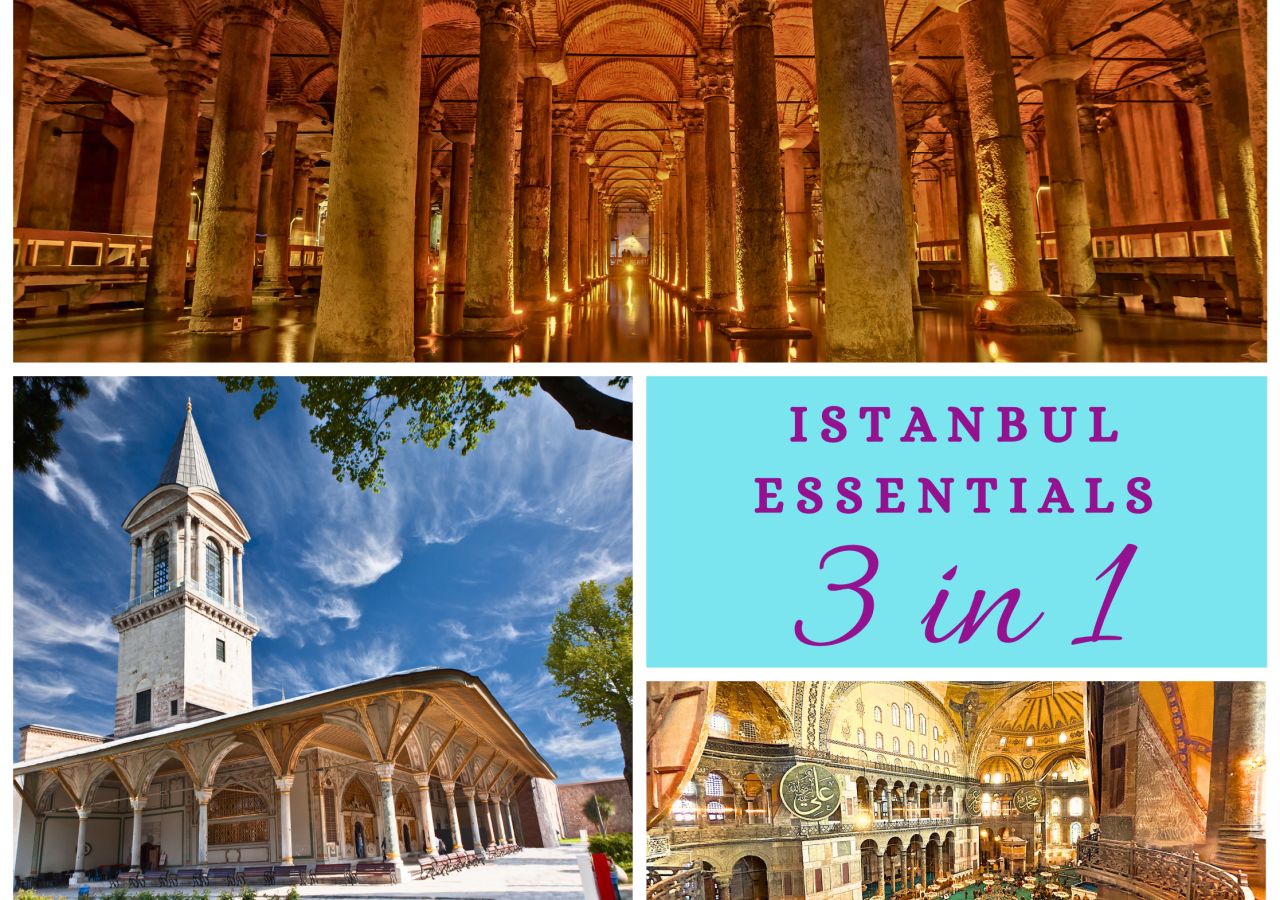 3 in 1 | Topkapi Palace & Harem, Hagia Sophia and Basilca Cistern Fast Track Tickets 